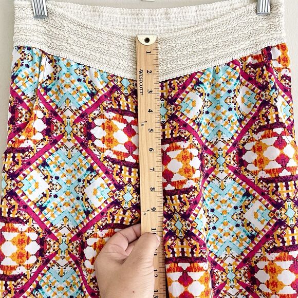 Stoosh Boho Pull On Pants Womens Size S Wide Leg Crochet Waist Flowy Colorful - Picture 8 of 12
